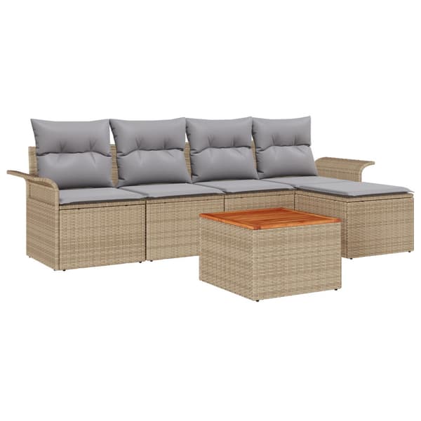 Trädgårdsoffset 6 pcs Beige och Ljusgrå konstrotting