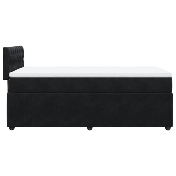 Ramsäng med madrass svart 90x200 cm sammet