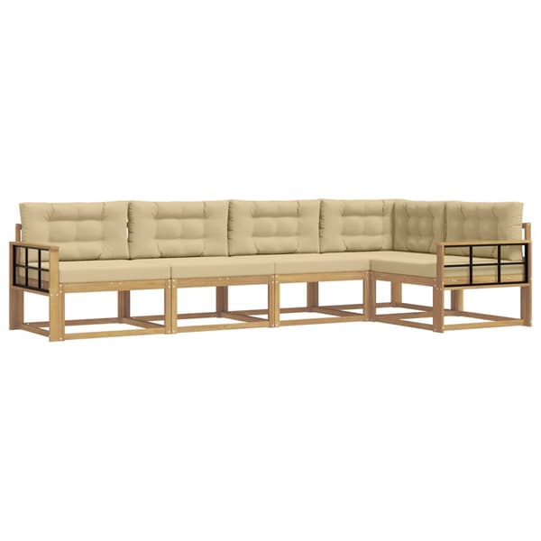 Utomhussoffset med kudde 4 pcs Vit och Beige Polyester