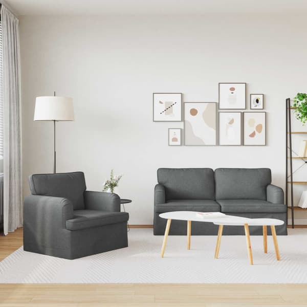 Soffset 2 pcs Mörkgrå 162 x 80 x 85 cm tyg