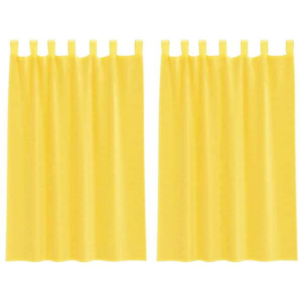 Voile gardiner med stångfickor 2 st gul