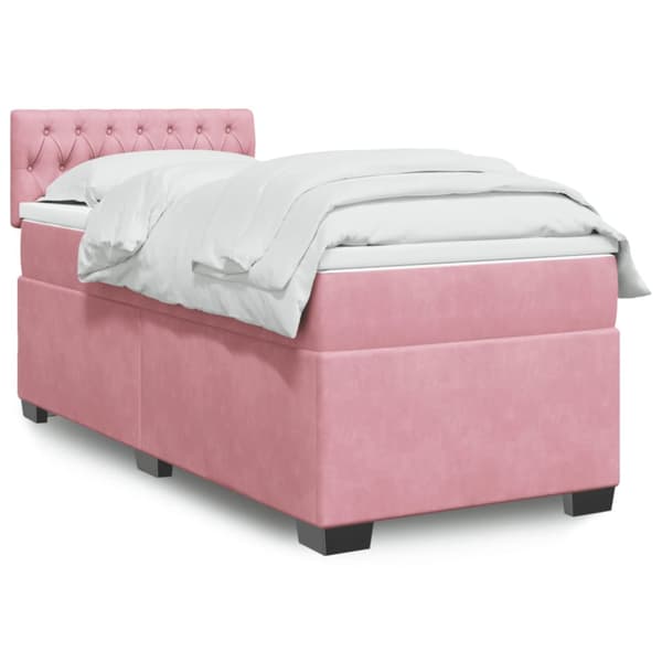 Ramsäng med madrass rosa 80x200 cm sammet