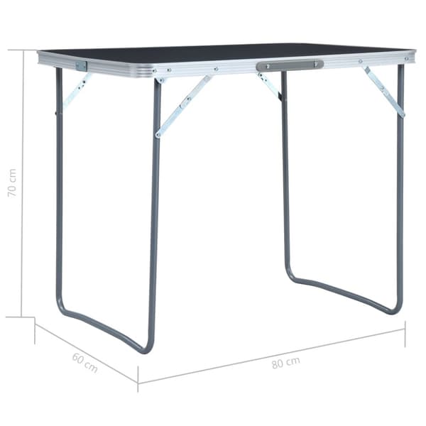 Hopfällbart campingbord med metallram 80x60 cm grå