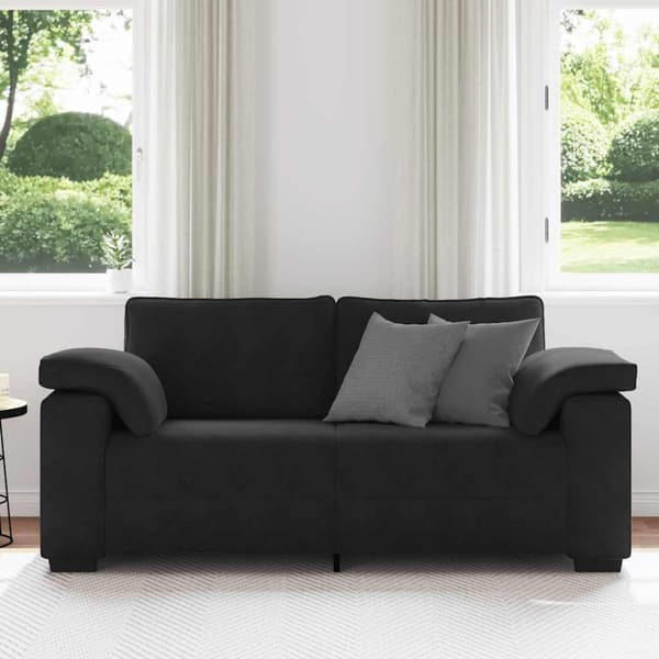 Loveseat soffa svart 180x77x82 cm sammet