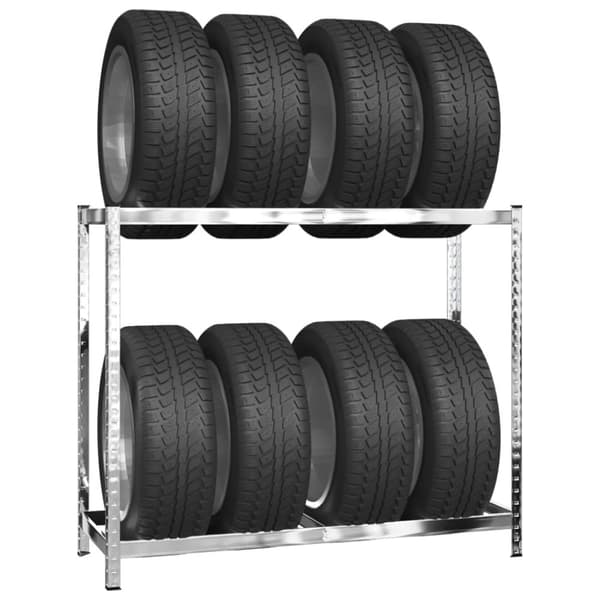 Däckställ 2 hyllplan silver 4 st 110x40x110 cm stål