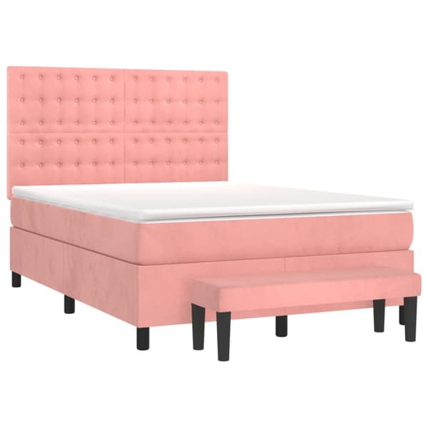Ramsäng med madrass rosa 140x200 cm sammet