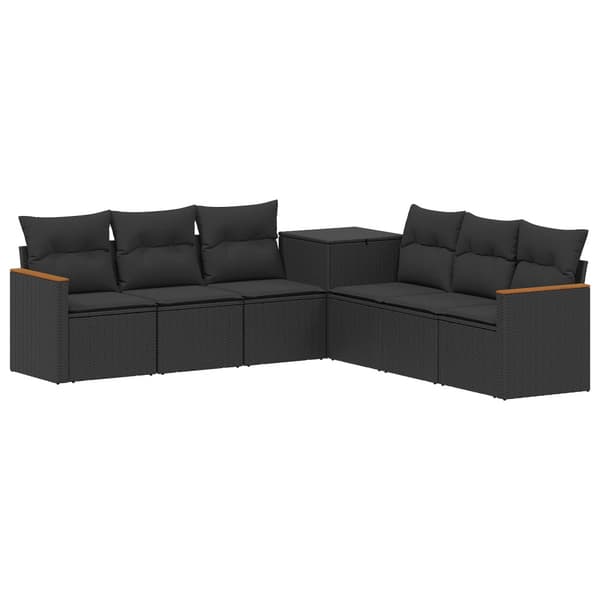 Soffset 7 pcs Svart Poly Rattan och stål