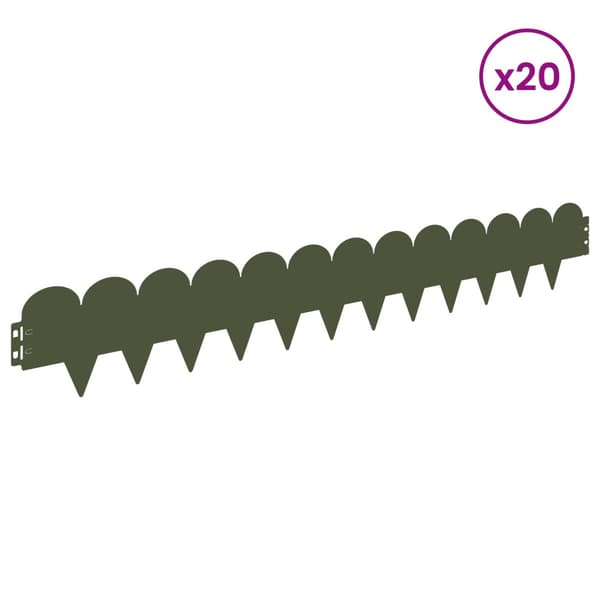 Kant för gräsmatta 20 pcs 103 x 15 cm Stål Olivgrön