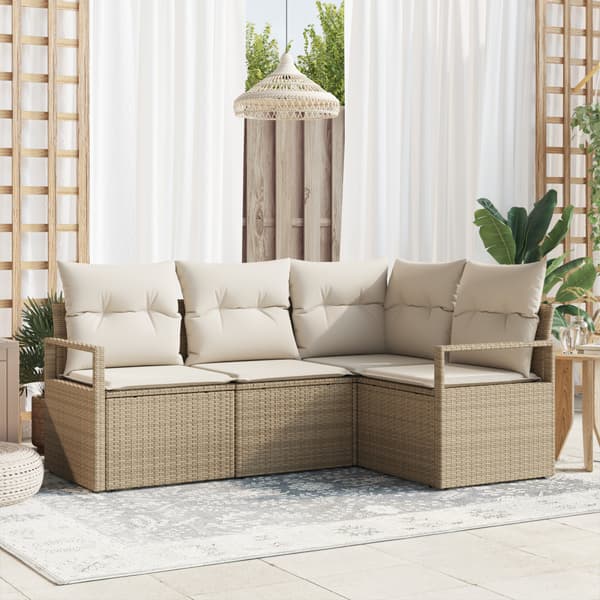Soffset 4 st Beige och gräddfärgad konstrotting