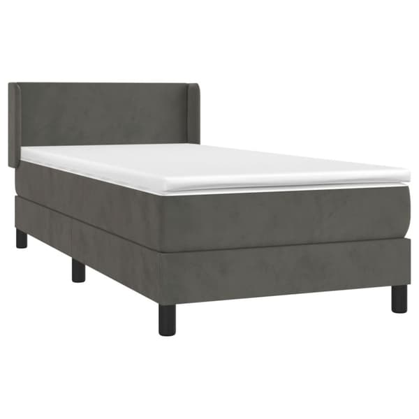 Ramsäng med madrass mörkgrå 80x200 cm sammet