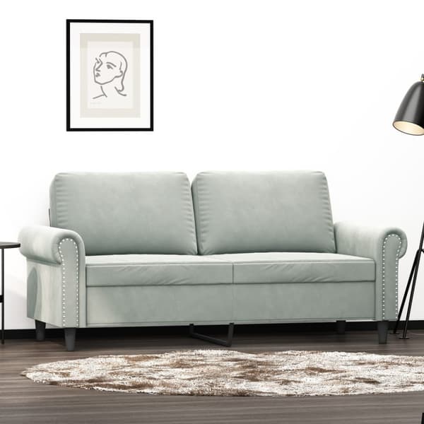 2-sitssoffa ljusgrå 140 cm sammet