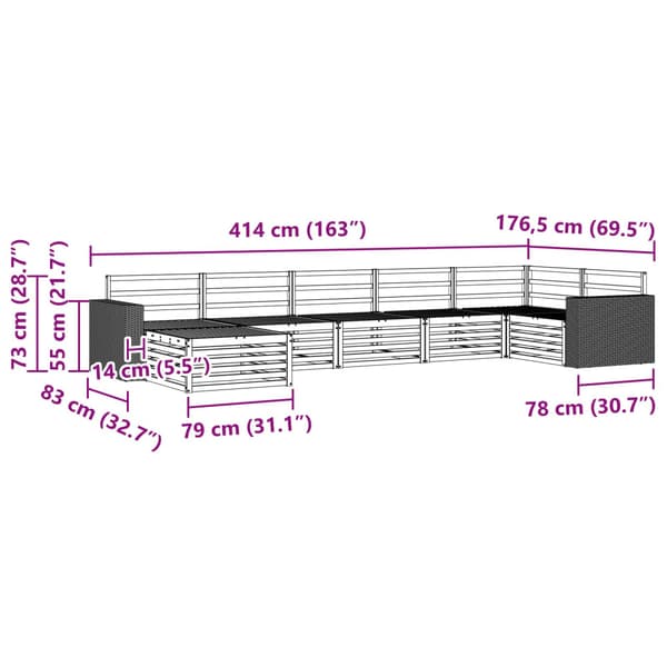 Utomhussoffset 7 pcs Naturlig