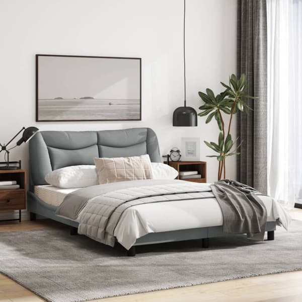 Bed Frame without Mattress "Hvar" Light Grey 140x190 cm Fabric
