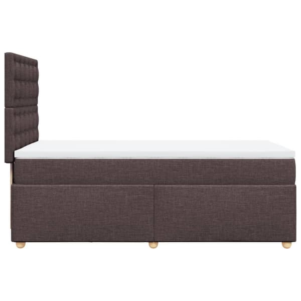 Ramsäng med madrass mörkbrun 80x200 cm tyg
