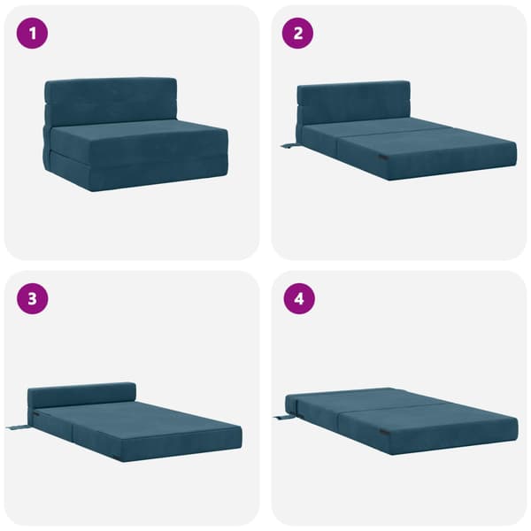 Fällbar Soffbed Blå 70 x 72 x 60 cm Tyg