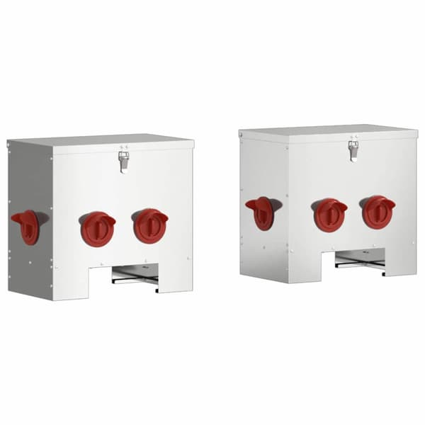 Hönsfodertråg 2 pcs Silver 40,5 x 25 x 38 cm Galvaniserat Stål
