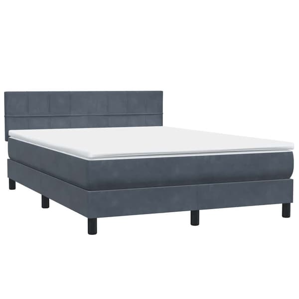 Ramsäng med madrass mörkgrå 160x210 cm sammet