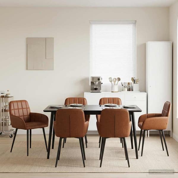 Matstolar 6 pcs Konstläder Brun 57 x 50 x 85 cm