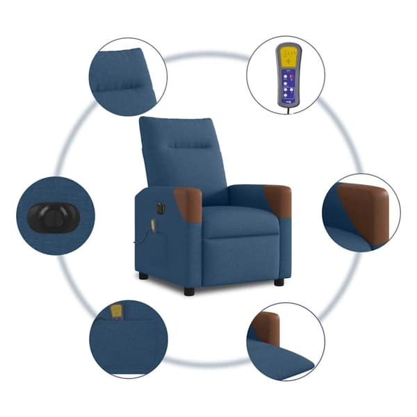 Elektrisk massagefåtölj Blå tyg