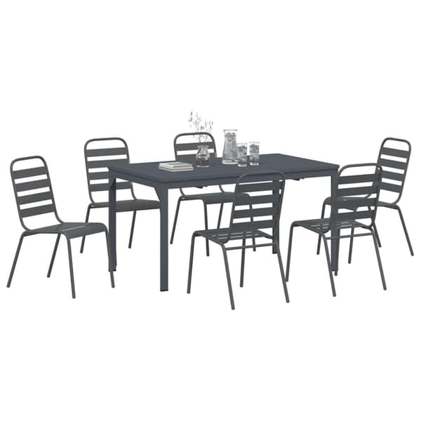 Trädgårdsmöbelset 7 pcs Antracit Pulverlackerad stål