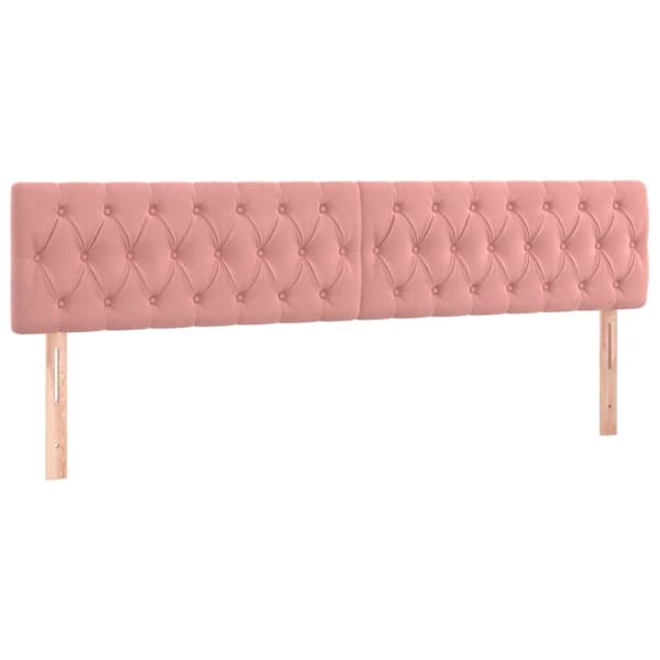 Sänggavel LED rosa 200x7x78/88 cm sammet