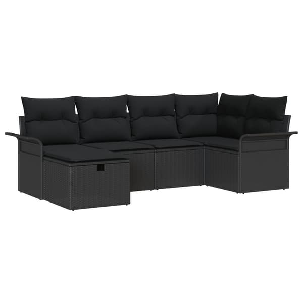 Trädgårdsoffset med kudde med lagring 6 pcs Poly rattan