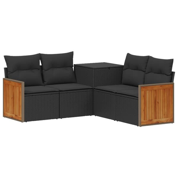Soffset 5 st Svart Poly Rattan och stål