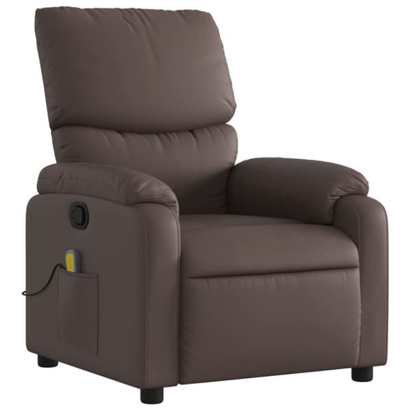 Massagefåtölj brun konstläder