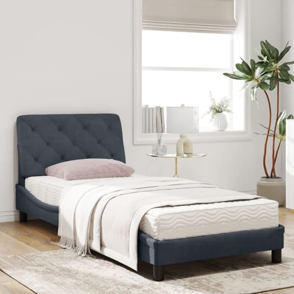 Bed with Mattress Dark Grey 80x200 cm Velvet