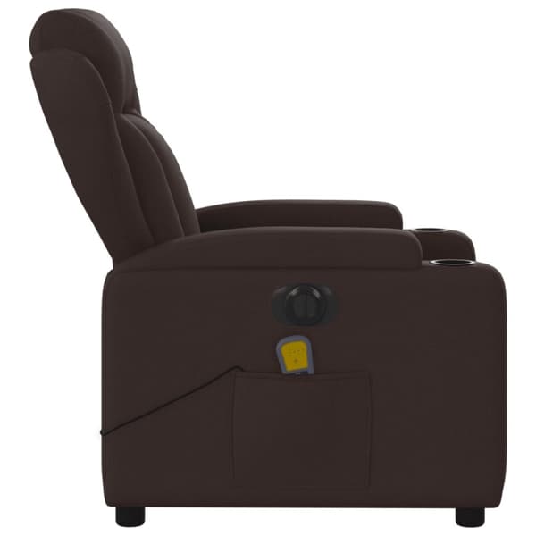 Elektrisk massagefåtölj mörkbrun tyg