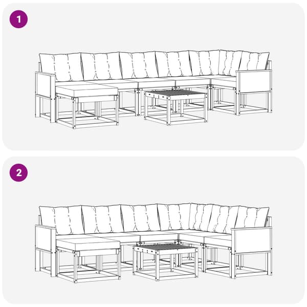 Utomhussoffset med kudde 8 pcs Naturlig och Grädde