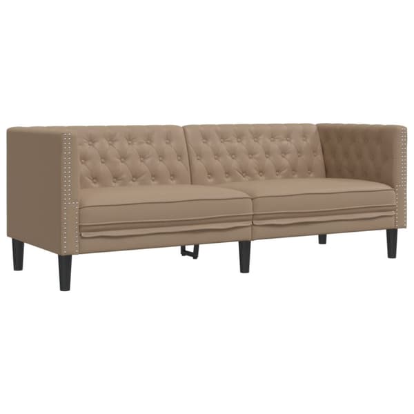 Soffgrupp chesterfield 2 delar cappuccino konstläder
