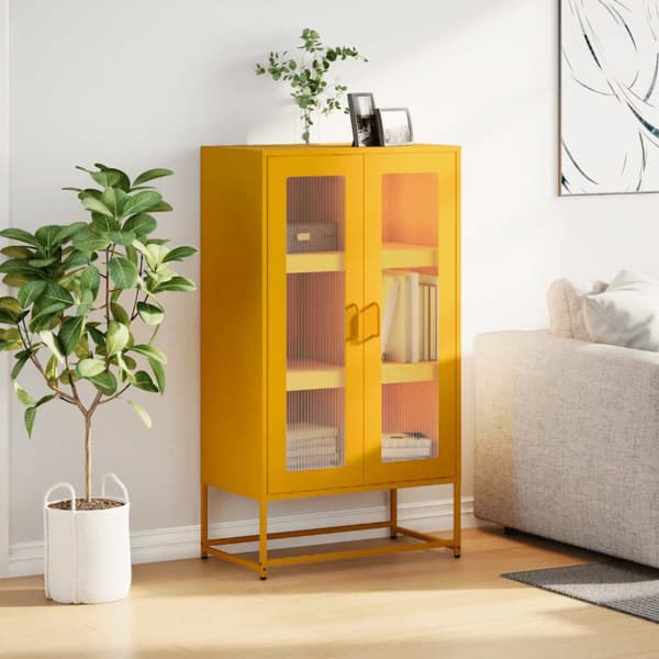 Hög stol senapsgul 68x39x123 cm stål
