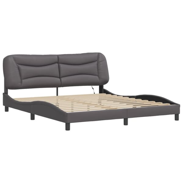 Bed Frame with LED without Mattress "Hvar" Grey 180x200 cm