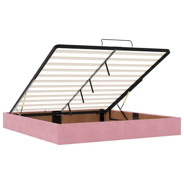 Ottoman sängram med madrasser rosa 160x200 cm sammet
