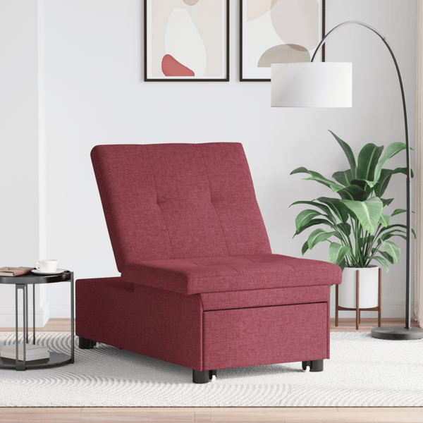 Pull Out Sofa Bed Vinröd 194 x 50 x 82 cm tyg