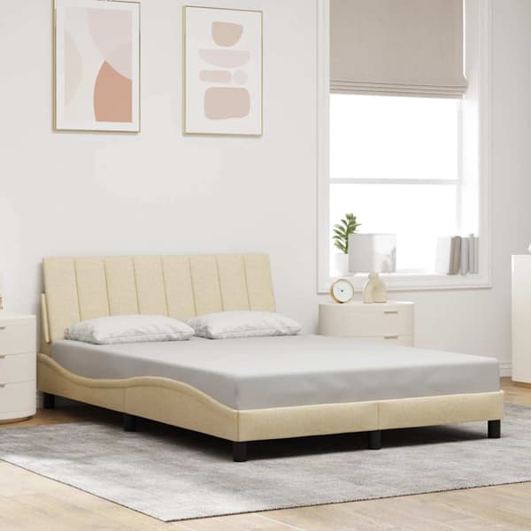 Bed Frame without Mattress "Hanko" Cream 120x200 cm Fabric