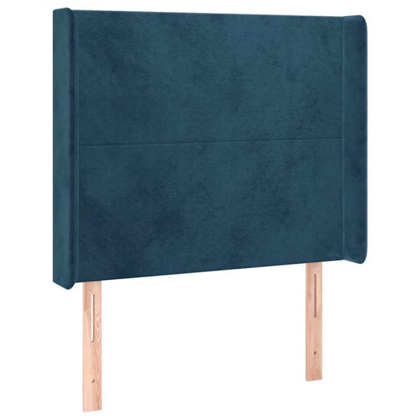 Ramsäng med madrass & LED mörkblå 90x200 cm sammet