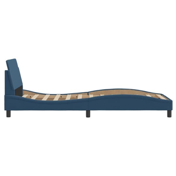 Bed Frame with Headboard "Dover" Blue 90x190 cm Fabric