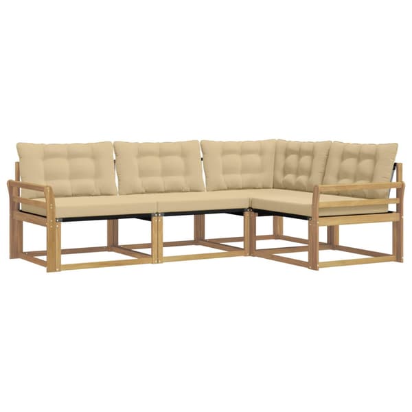Utomhussoffset med kudde 4 pcs Vit och Beige