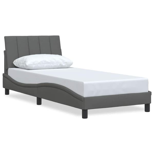 Bed Frame without Mattress "Hanko" Dark Grey 80x200 cm Fabric