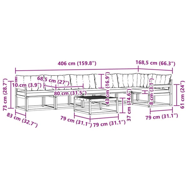 Utomhussoffset 7 pcs Vit och grädde 79 x 79 x 37 cm