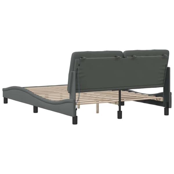 Bed Frame with LED without Mattress Dark Grey 140x190 cm Fabric