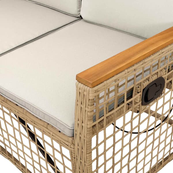 Trädgårds fällbar soffgrupp Justerbar Beige och krämvit