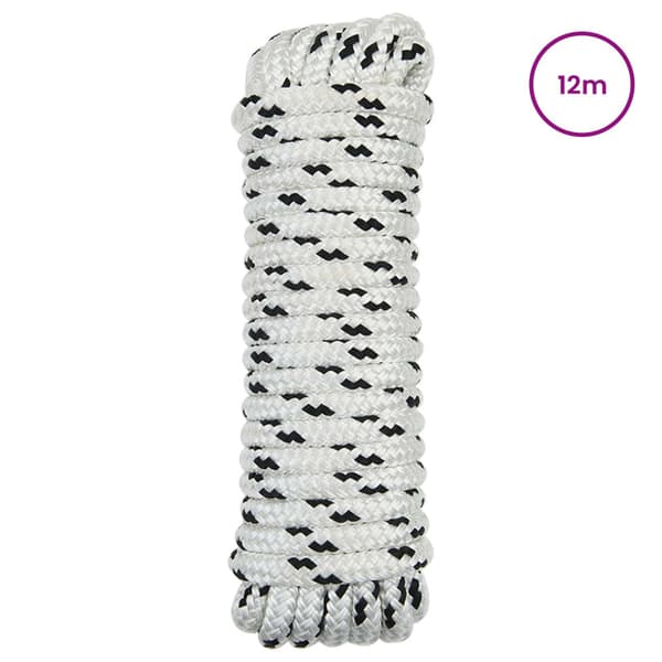Båtsnöre 12 m 1.4 Vit och svart Polyester