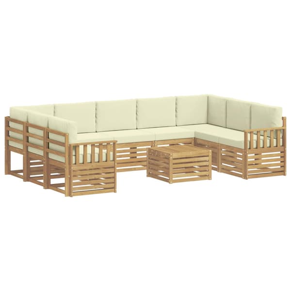 Utomhussoffset 8 pcs Vit och grädde 59 x 59 x 37 cm Polyester