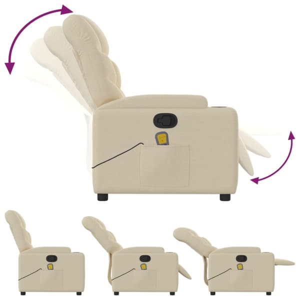 Massagefåtölj krämfärgad tyg
