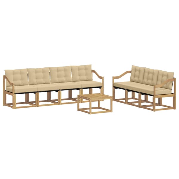 Utomhussoffset med kudde 8 pcs Vit och Beige