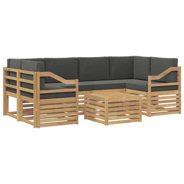 Utomhussoffset med kudde 7 pcs Vit och antracit Polyester