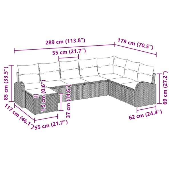 Trädgårdsoffset 8 pcs Brun Poly rattan